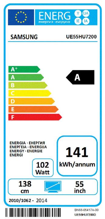 Label énergétique Samsung Smart 55" Curved UHD TV HU7200 (55", DHU)