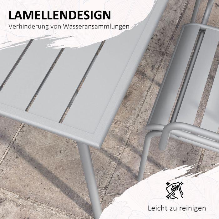 Immagine prodotto Swisshandel24 Set di mobili da giardino Tavolo da pranzo 4 sedie impilabili Acciaio grigio chiaro (80 cm)