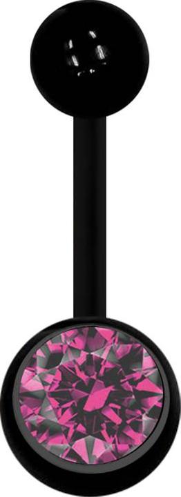 Produktbild Star Piercing Banane schwarz mit Kugel und Kugel Kristall pink (Acryl, ohne Messing)