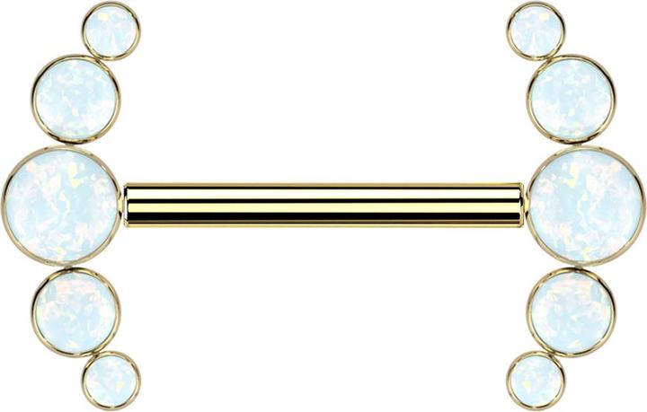 Immagine prodotto Star Piercing Bilanciere senza filo placcato oro anteriore cinque opali bianchi (Titanio G23, senza ottone)