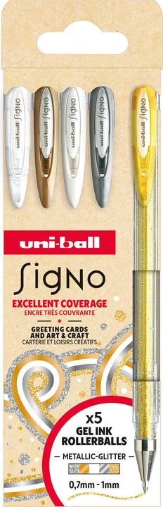 Produktbild Uni-ball SIGNO - Gelroller (Weiss, Sparkling gold und silber, Metal gold und silber)