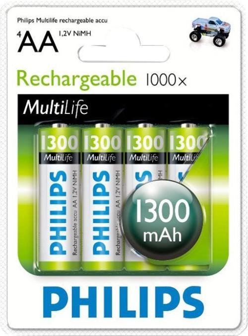 Productafbeelding Philips Oplaadbare batterij (4 Pcs., AA, 1300 mAh)