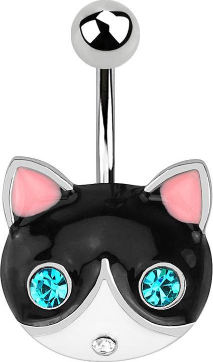 Star Piercing Banane silber mit Kugel Katze (Chirurgenstahl 316L, Messing)