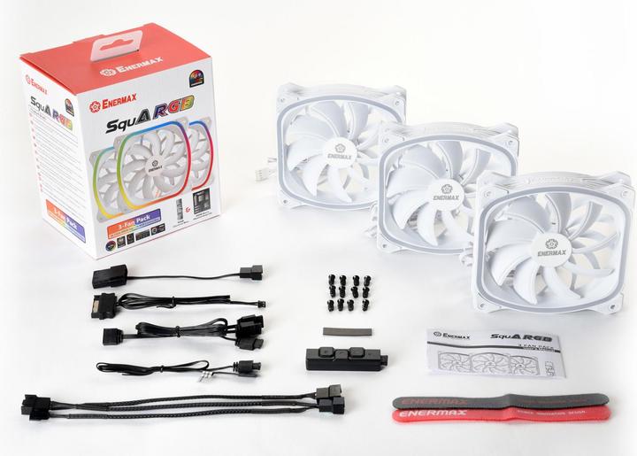Produktbild Enermax PC-Lüfter SquA RGB White 3er-Pack mit RGB Control Box (120 mm, 3 x)