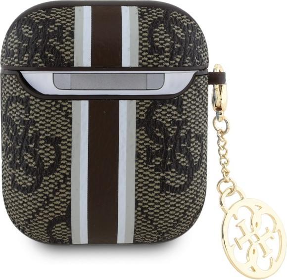 Produktbild Guess GUA2P4RPSW AirPods 1/2 cover brązowy/brown 4G Printed Stripes Charm (Kopfhörer Tasche)