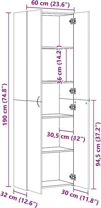 Produktbild VidaXL Cadeo (60 x 32 x 190 cm)
