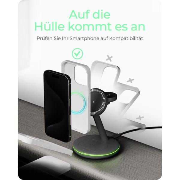 Actual product image Icy Box Inductive/magnetic charging station f. Smartphone/watch/near headphones (15 W)