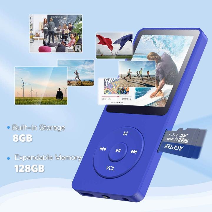 Immagine prodotto Agptek Lettore MP3 da 8GB Blu Navy (8 GB)
