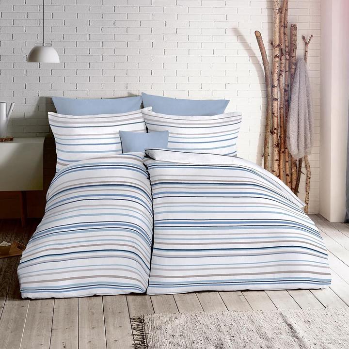 Produktbild Fleuresse Halbleinen Bettwäsche Provence Cassis Dilbeek blau leinen (Bettwäsche Set, 80 x 80 cm, 200 x 220 cm)