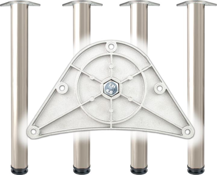 Produktbild BMB Tischbein-Set Edelstahl-Effekt 80 mm Höhe 870 mm Platten-Befestigung