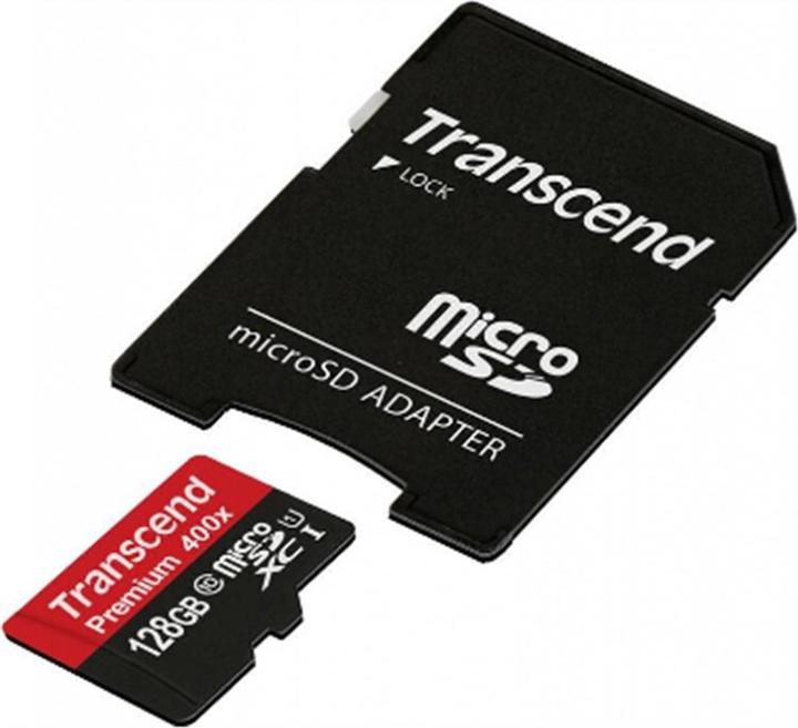 Produktbild Transcend microSDXC 400x mit Adapter (128 GB, microSDXC, U1, UHS-I)