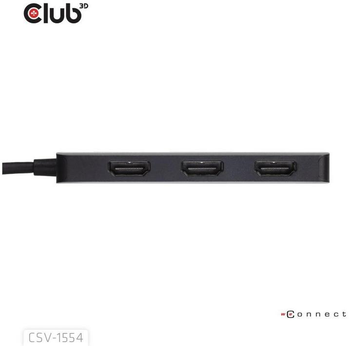 Actual product image Club 3D Club3D MST hub USB 3.2 Type C > 3x HDMI 4K60Hz St/Bu retail (USB-C, 3 Ports)