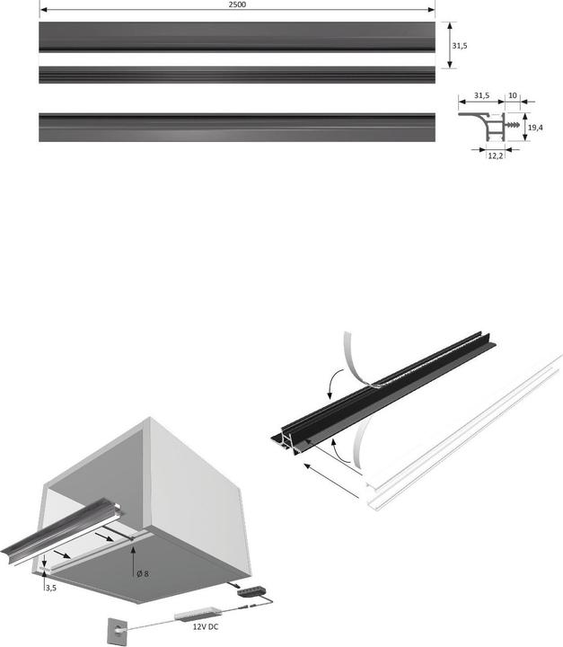 Produktbild Halemeier LED Einbauprofile HandleLine mit Lichtblende