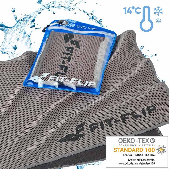 Actual product image Fit-Flip Airflip Towel Kühlhandtuch Mikrofaser mit Tasche 100x30cm (100 x 30 cm)