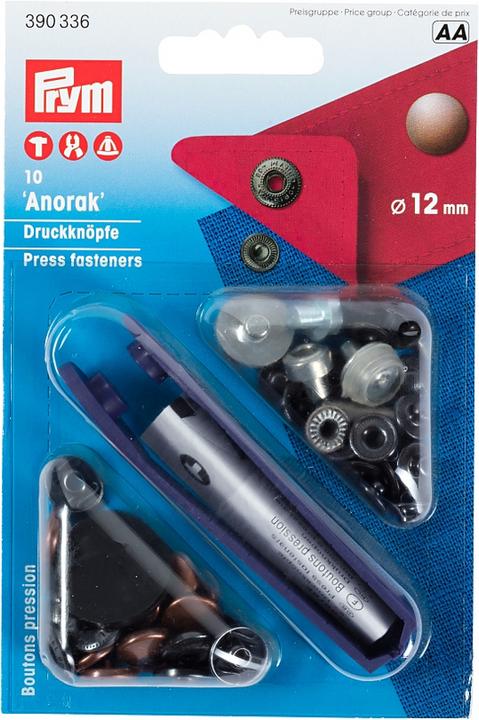 Produktbild Prym Druckknopf Anorak, altkupfer 12 mm, Karte 10 Stk.