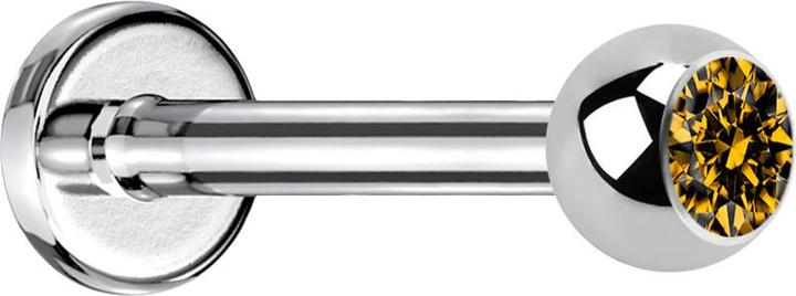 Produktbild Star Piercing Labret silber mit Kugel Kristall topaz (ohne Messing, Chirurgenstahl 316L)