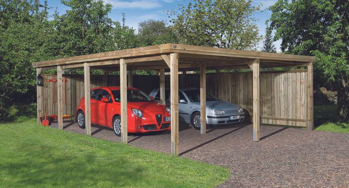 Produktbild Weka Holzbau Flachdach-Doppelcarport 618 Gr.3 Trapezblech-Dach