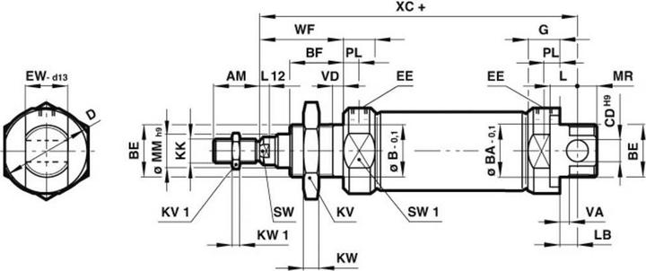 Image du produit Norgren Vérin double action RM/8000, 25 x 40 mm