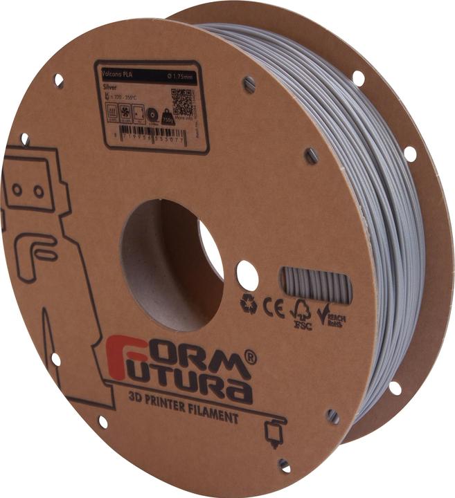 Immagine prodotto Formfutura Filamento PLA Volcano - Argento 1,75mm 750g (PLA, 1.75 mm, 750 g, Grigio)
