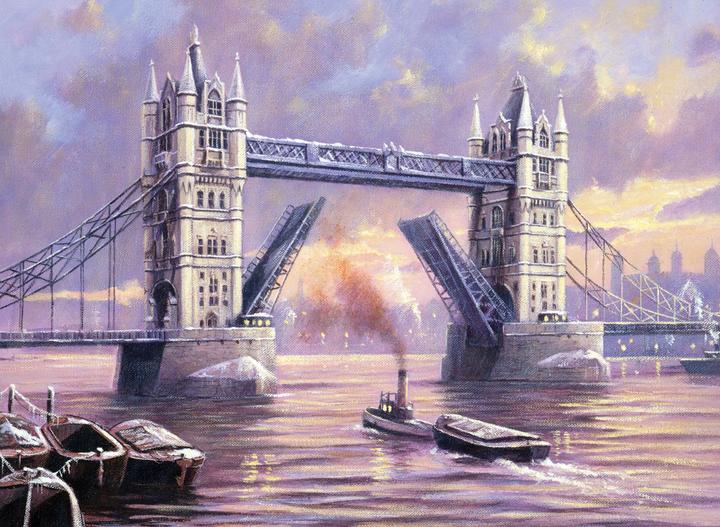 Actual product image Magni Painting by numbers - Professional "Tower Bridge", DIY picture approx. 40 x 32.5 cm, incl. 7