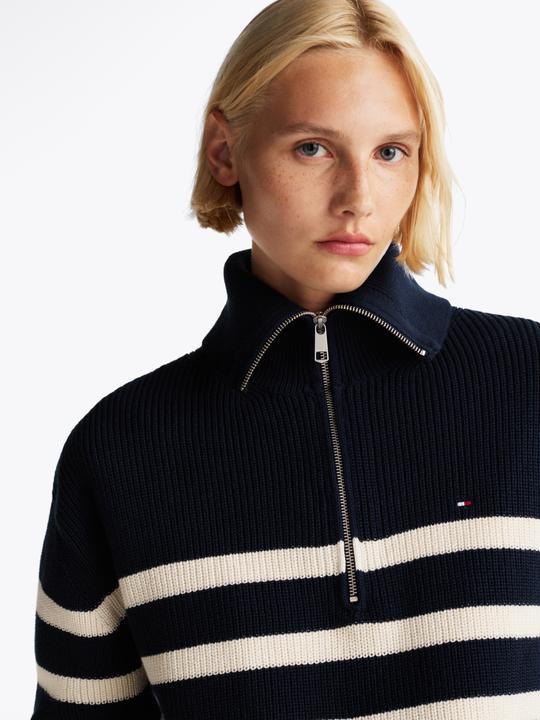 Produktbild Tommy Hilfiger Cardigan Dames Trui Gebreid Katoen - Blauw/Wit - Maat L (L)
