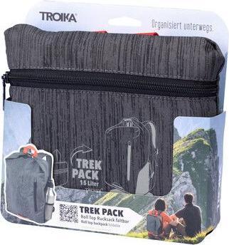 Actual product image Troika TREKPACK Roll Top foldable backpack, grey/red (15 l)