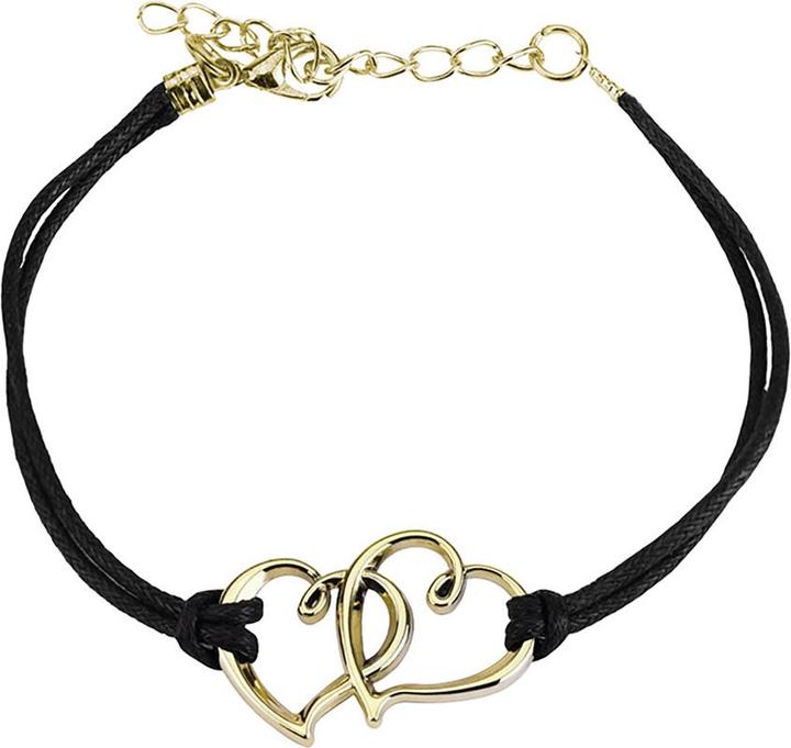 Actual product image Star Piercing Faux Leather Bracelet Black Two Hearts (Faux leather, without brass)