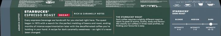 Image du produit Starbucks Decaffeinated Espresso Roast by Nespresso Dark Roasts (10 x Port.)