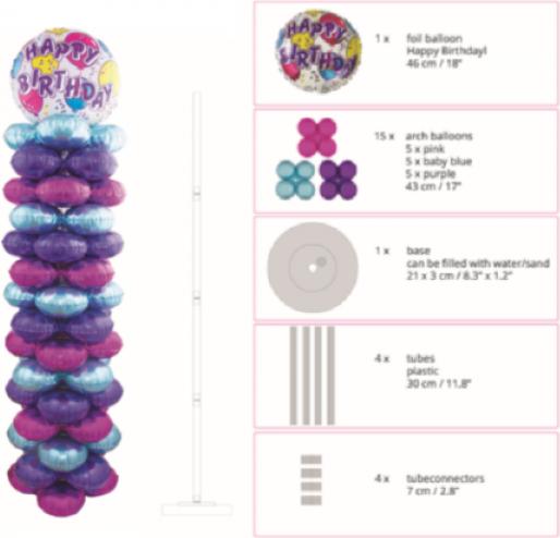 Produktbild Espa Ballon Säule ca. 170cm mit 16 Folienballons Love Herz
