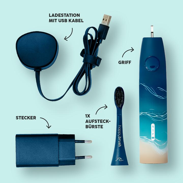 Immagine prodotto happybrush ECO VIBE 3 Starter Kit Oceano (Spazzolino sonico)