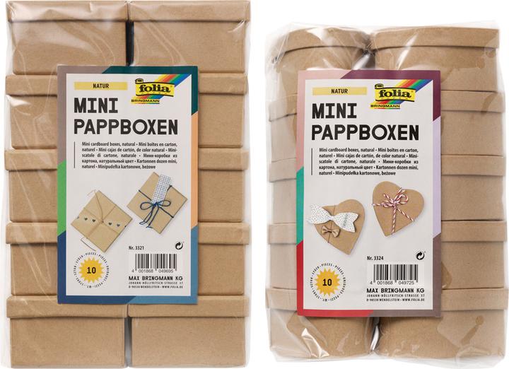 Actual product image Folia Cardboard Box Set Mini HEART, natural (Gift box, 10 x)