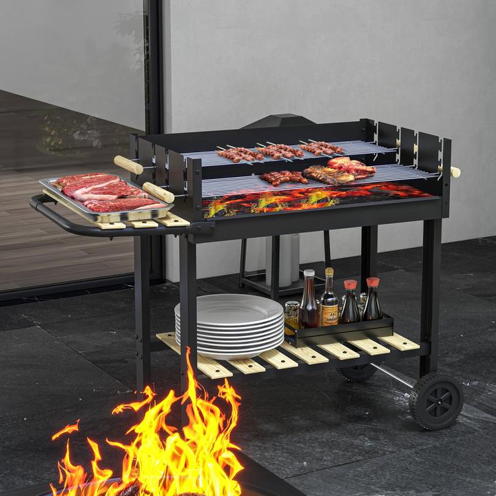 Produktbild Outsunny Holzkohlgrill mit höhenverstellbaren Grillrosten