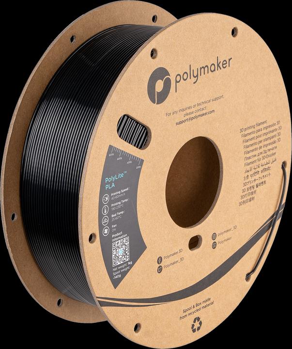 Produktbild Polymaker PolyLite PLA (PLA, 1.75 mm, 1000 g, Schwarz)