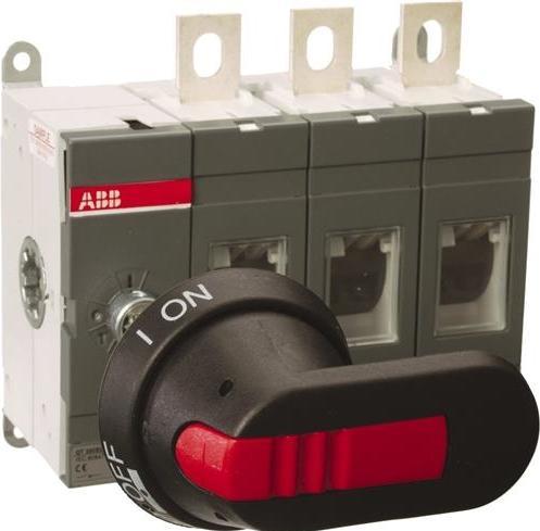 Actual product image ABB Switch-disconnector 250A, 3-pole handle to the left of the poles, mounted below
