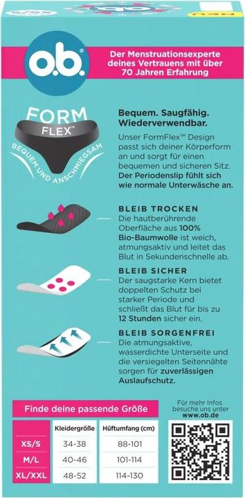 Energie-Label o.b. Periodenslip XS/S 1 Stück (XS)