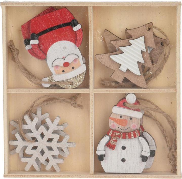 Actual product image Wooden Christmas tree ornaments, 8 pcs. (8 -part)