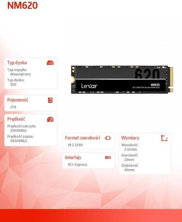 Produktbild Lexar NM620 (2000 GB, M.2 2280)