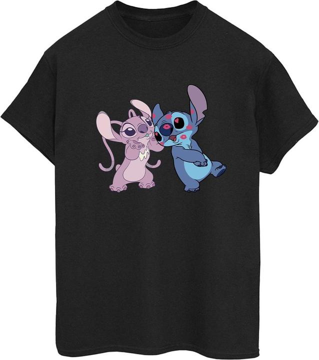 Actual product image Disney Womens/Ladies Lilo & Stitch Kisses Cotton Boyfriend T-Shirt (S)