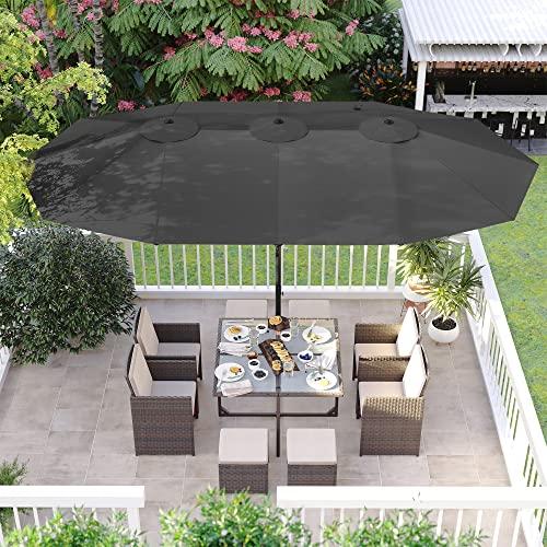 Produktbild Songmics Sonnenschirm gross 460 x 270 cm Grau (2.70 m)