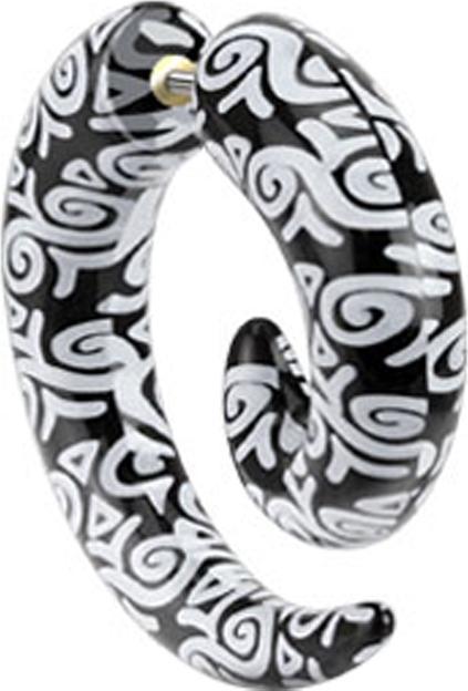 Produktbild Star Piercing Fake Spirale schwarz mit weissem Tribal (Acryl, ohne Messing)