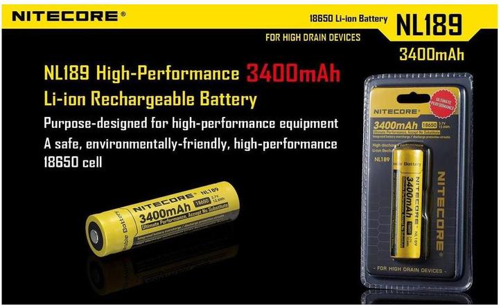 Actual product image Nitecore 18650 Rechargeable battery