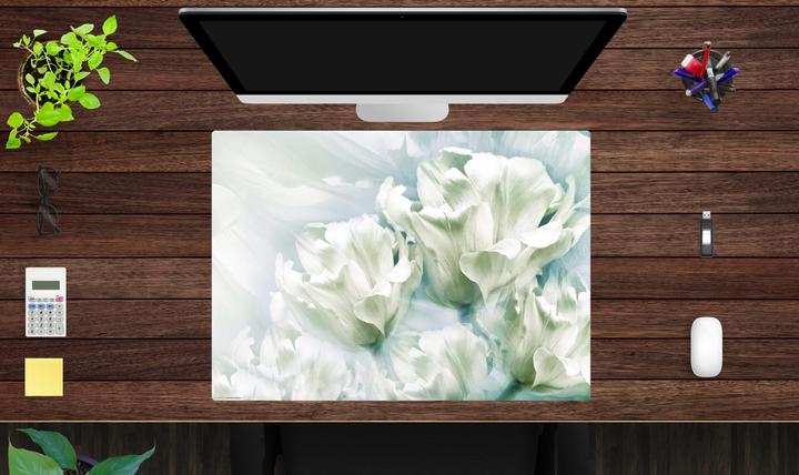 Produktbild CoverYourDesk Schreibtischunterlage Romantische weisse Tulpen
