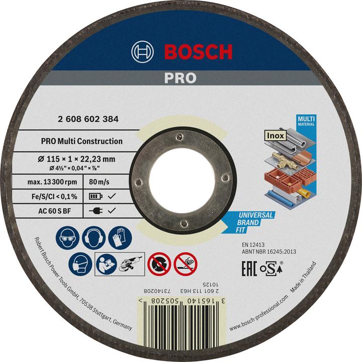 Bosch Professional Zubehör PRO Multi Material Trennscheibe, 115 x 1 x 22,23 mm
