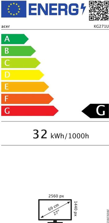 Label énergétique Acer KG271UA (2560 x 1440 pixels, 27")