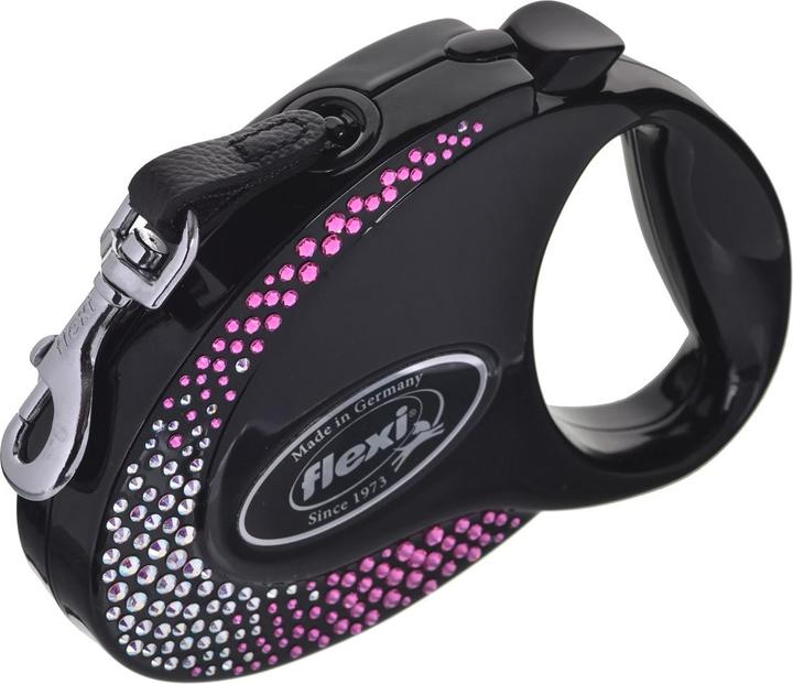 Produktbild Flexi Glam Composition with Swarovski crystals M - Hund Rückziehbare Leine - 5 m - Schwarz (M, Hund, Spazieren)