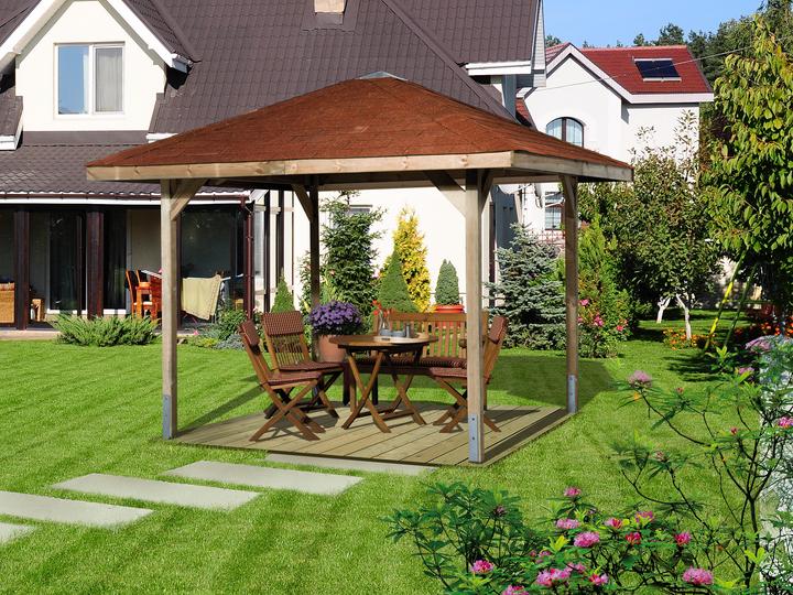 Actual product image Weka Holzbau Garden oasis 651 size 3, economy set incl. red DS (380 cm, 380 cm)