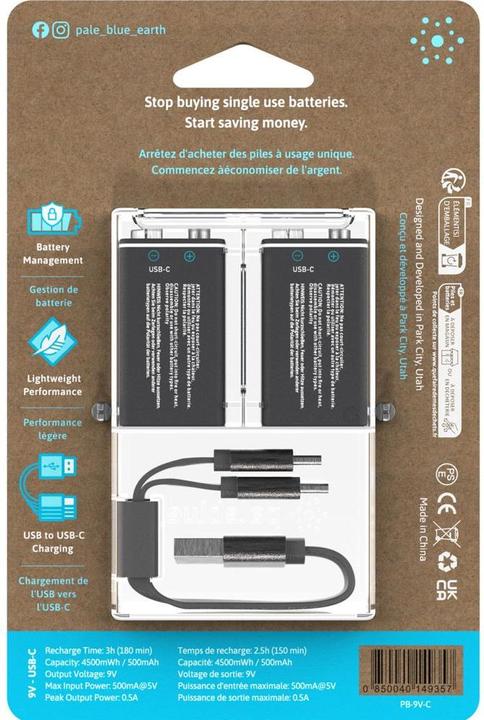 Immagine prodotto Pale Blue PB-9V (2 pz., 9V Block, 500 mAh)