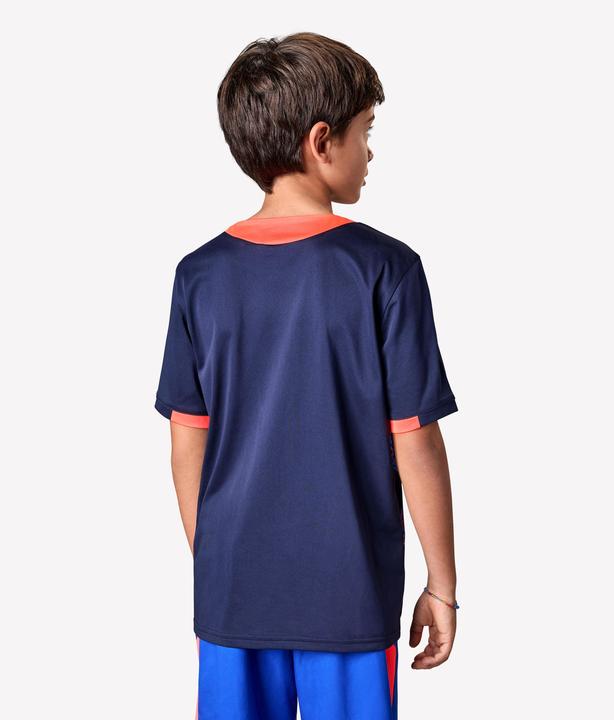 Produktbild Kipsta Kinder Fussball Trikot kurzarm - VIRALTO Kids Roarrr Rhino Streifen blau/violett (5, 6)