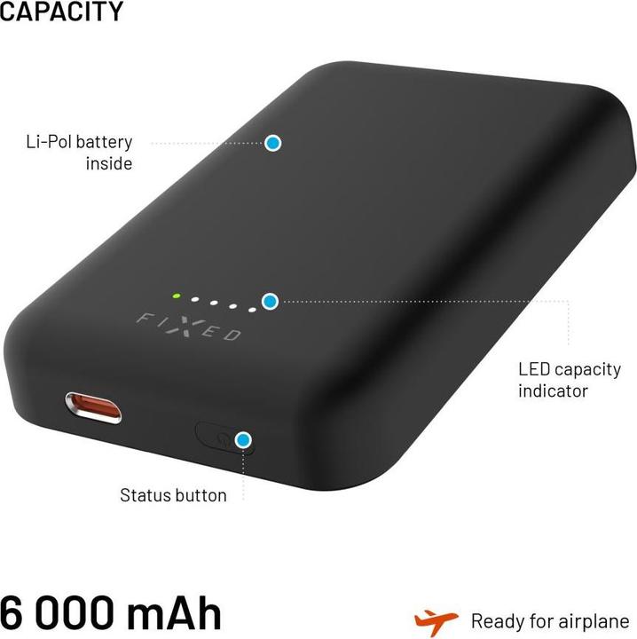 Actual product image Fixed MagZen Trådløs PD 20W Power Bank 10.000 mAh Sort Powerbank - Sort - 10000 mAh (10000 mAh, 12 Wh)