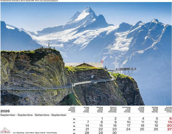 Produktbild Swiss Panorama 2026 (40 x 31 cm, Harter Einband, Französisch, Deutsch, Englisch, Italienisch)